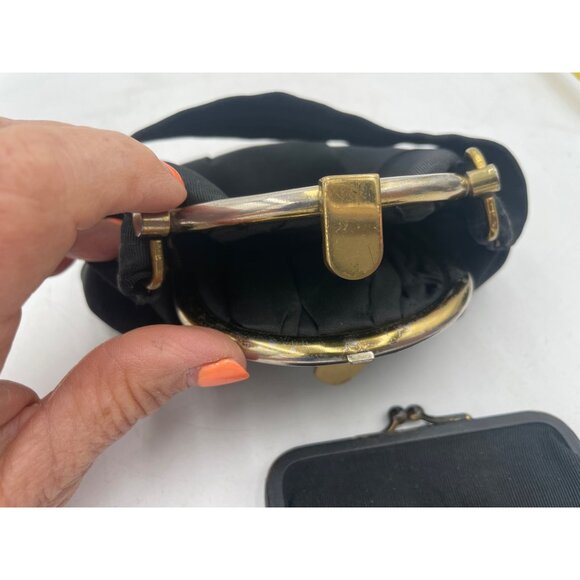 Vintage Black Satin Purse Coin Pouch & Gold-Tone Clasp Theater Props - Picture 10 of 10